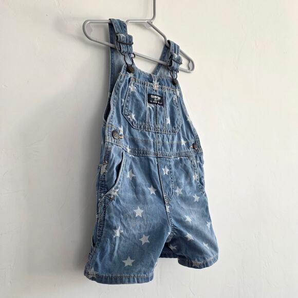 OshKosh B'gosh Denim Star Print Shortalls Overalls Shorts Toddler Size 18 Mo - Picture 4 of 5